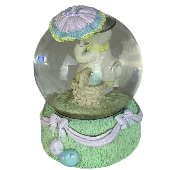 Snow Globe Vintage Easter Bunny Umbrella Spring Water Glitter Globe Pastel 1990 - Picture 7 of 15